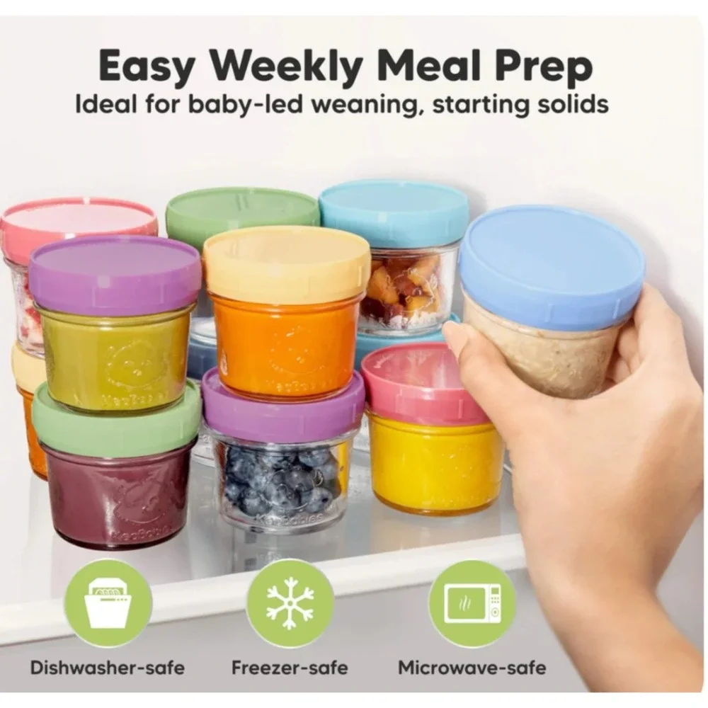 KeaBabies Glass Jars & Momcozy Reusable Food Pouches Lot Baby Prep Storage 7oz